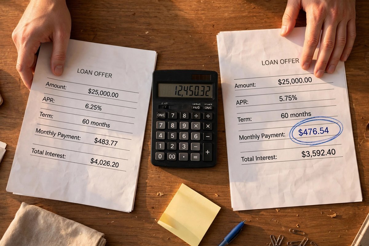 Comparing two loan offers side by side with a calculator