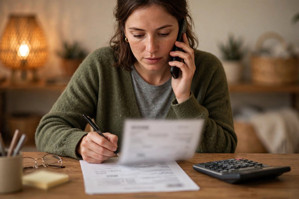 Patient reviewing a hospital bill with a calculator