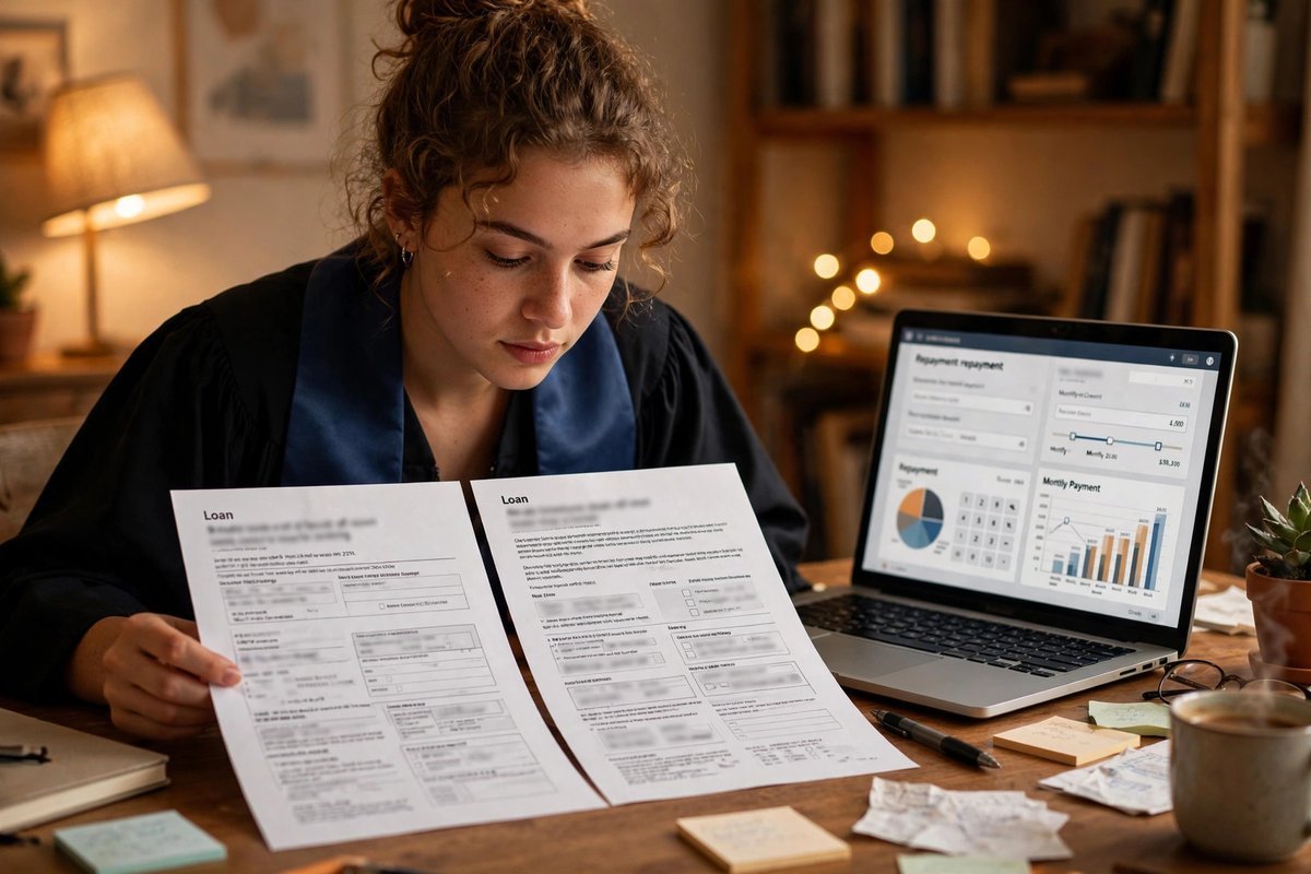 Graduate reviewing student loan repayment options